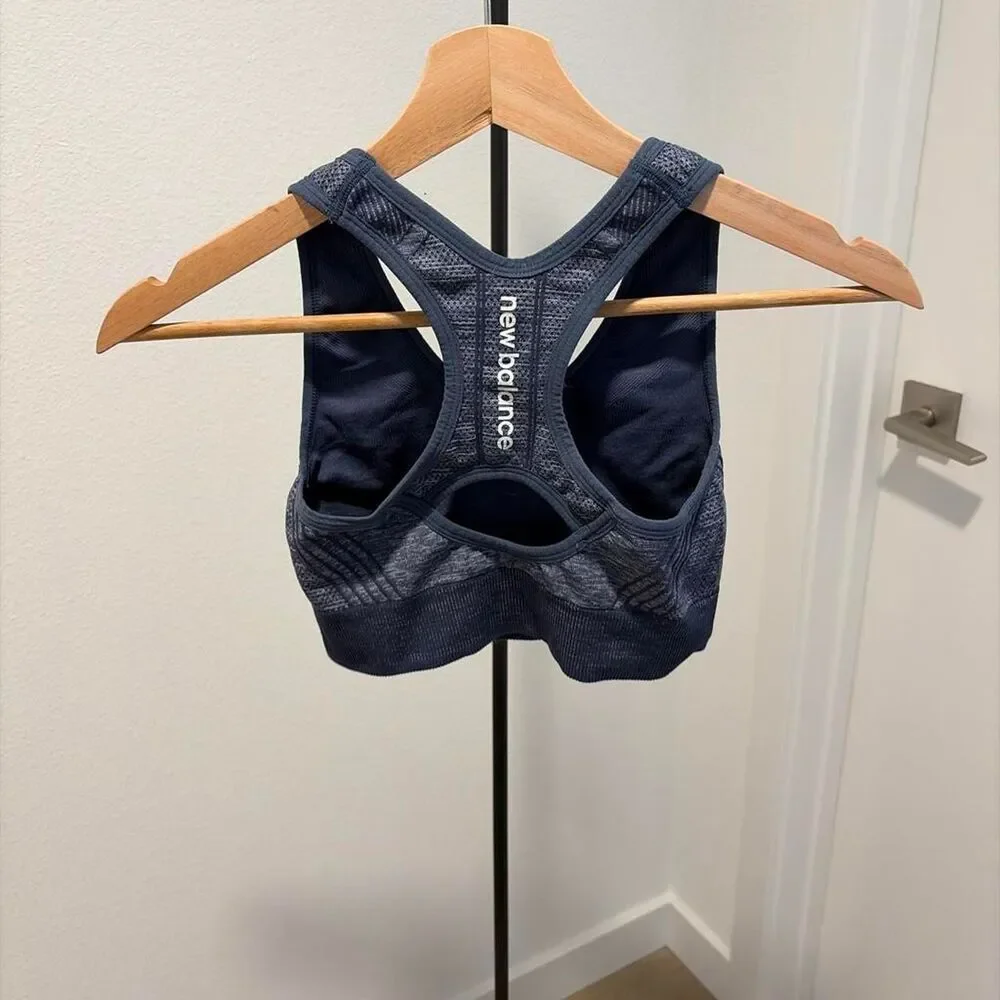 New Balance Women's Heathered Navy Blue Racerback Sports Bra Size Small